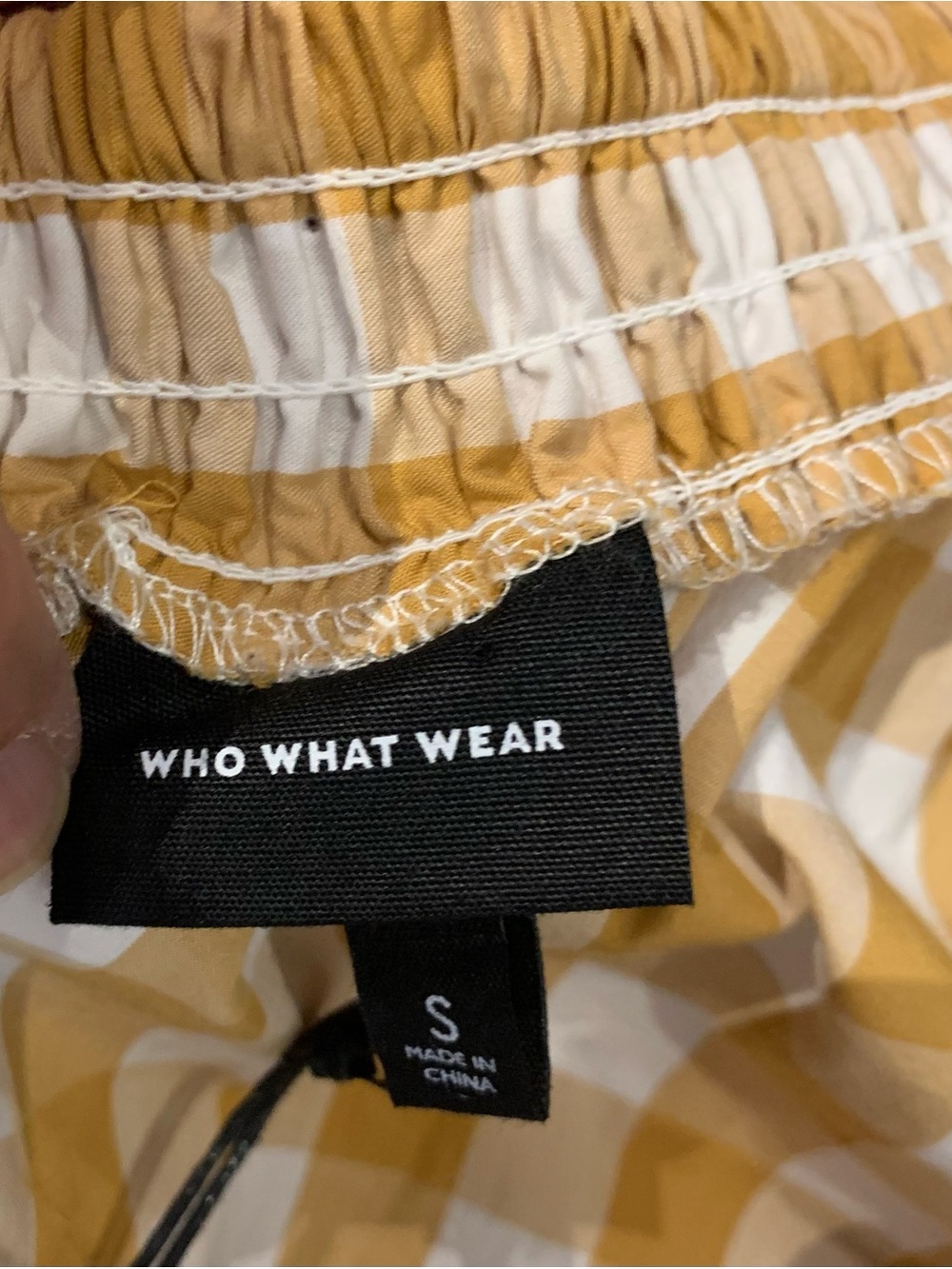 Who What Wear Off-Shoulder Yellow Gingham Midi Dress - Picture 15 of 15
